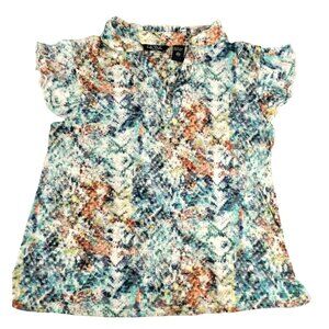 Womans Babydoll Top Multi Colored Light Weight Ruffles Summer Size PM JH968